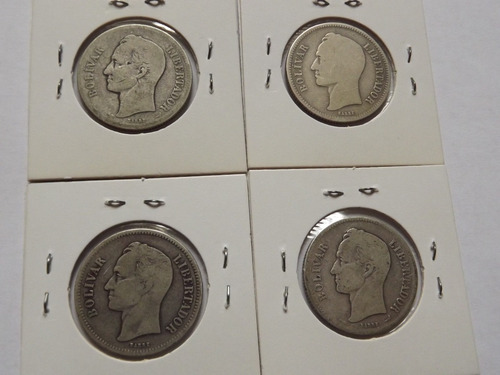 Monedas De Plata. Dos (2) Bs Bolívares. Años 1900 A 1965