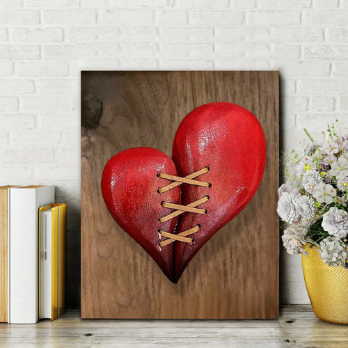 Tee Escultura De Pared De Madera Cosida En Forma De Corazón