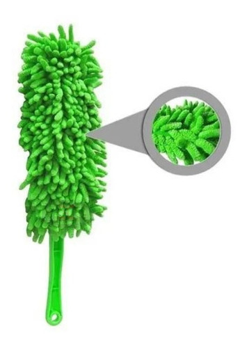 Cepillo Plumero De Mano Microfibra Verde Mango Removible