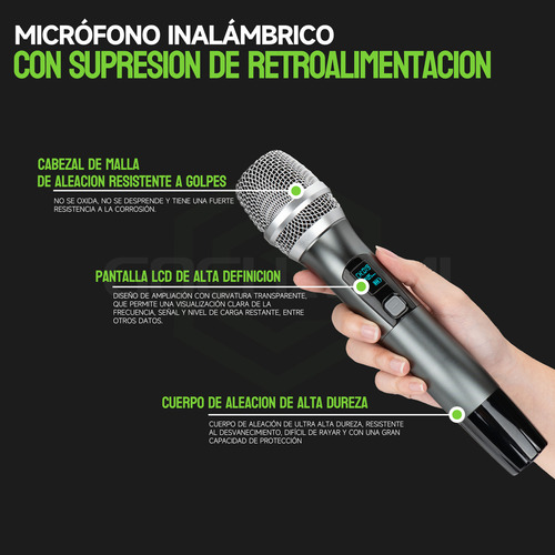 Microfonos Gc Gc08q Inalambrico Sistema Solapa Cintillo Mano Color Negro