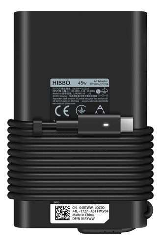 Cargador Hibbo Usb C De 45w Para Dell Xps 13 -negro