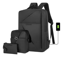 Comprar Quanna Mochilas 3pcs Men Zip Para Laptop De20l Mochila De Viaje Para Laptop, Con Puerto Carga Usb, Ideal Para Negocios, Mejor Mochila Para Escolar, Antirrobo Front Laptop Backpack Set With Pen Bag