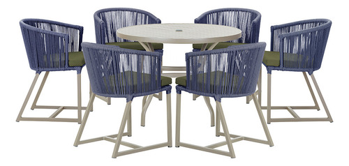 Mesa E 6 Cadeiras De Jantar Noronha Fendi E13 Trama Original