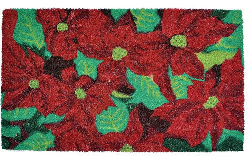 Importa Decoración Poinsettia Vinyl Backed Coir Doormat, 30 