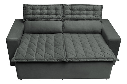 Sofá Retrátil e Reclinável Cama inBox Slim 1,50m Tecido Suede Velusoft Cinza