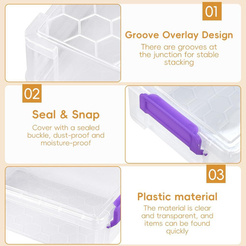 - Cajas De Lápices Apilables De Plástico Transparente, 4