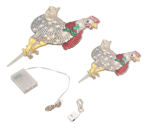 Adornos Navideños De Pollo, 2 Piezas, Bufanda Iluminada, Acr