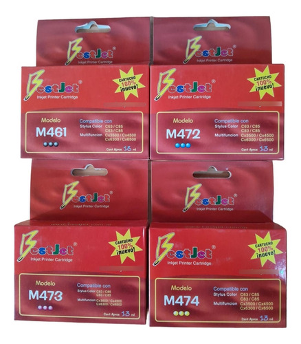 Pack Cartuchos Epson 461n-472c-473m-474y Bestjet (vencido)