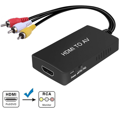 Conversor Hdmi A Rca, Hdmi A Av, 1080p Hdmi A 3rca Cvbs Av C