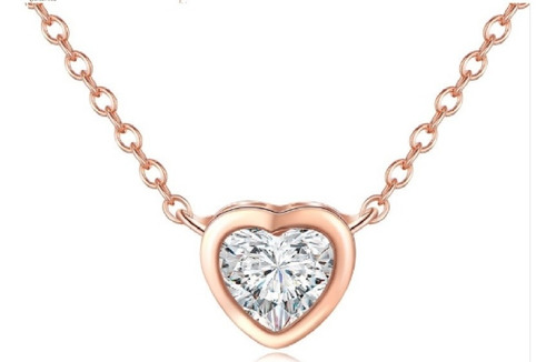 Collar De Corazon Oro 18k Swarovski Amor Novios Regalo Mujer