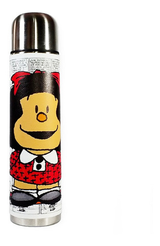 Imagen 1 de 1 de Termo Acero Inoxidable 1/2 Litro Forrado Ecocuero Mafalda