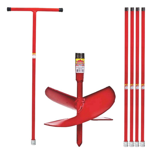Kit Cavadeira Espiral Trado Perfurar 12 + Cabo + 4 Extensor