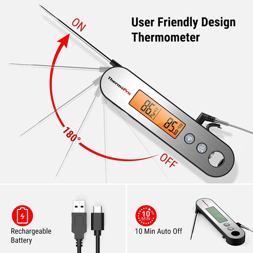 Termometro Digital Cocina Thermopro Tp610 2 Sondas Alarma