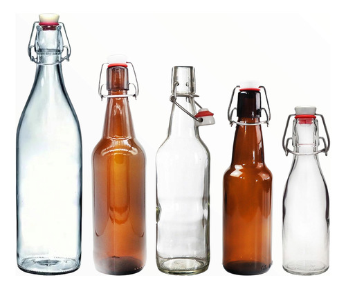 Imagen 9 de 9 de 1 Botella De Vidrio + Tapón Mecánico 1000ml