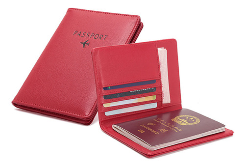 Billetera Multiusos Para Pasaporte De Viaje Q, Tríptico, Doc Color Rojo