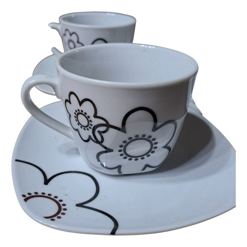 Tazas Cerámica Con Dibujos De Flores Básicas Negras 7 Cm Blanco Flor (Usado)