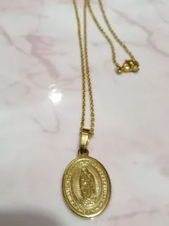 Virgen De Guadalupe En Acero Bañado En Oro De 18k