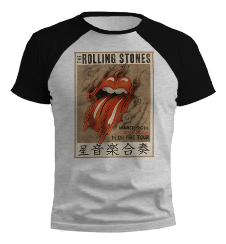 Remera Rolling Stone  Diseño Japones Gris Ranglan