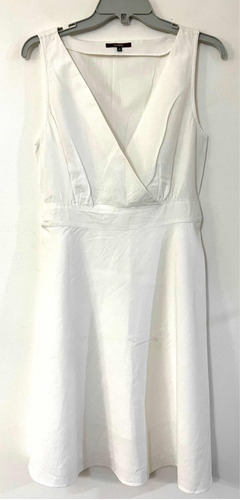 Vestido 60% Lino Marca Mor Talla 40 Blanco Usado