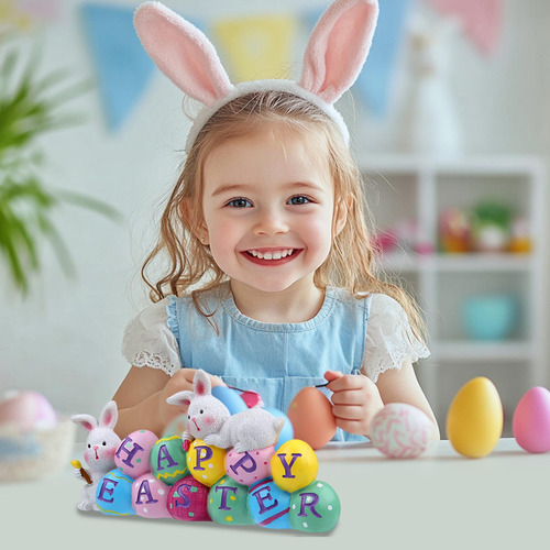 Estatua De Pascua Artesanal De Resina Con Diseño De Conejito