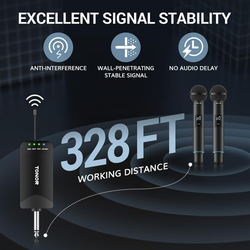 Micrófono Inalámbrico Tonor Tw720 Recargable Bluetooth Uhf
