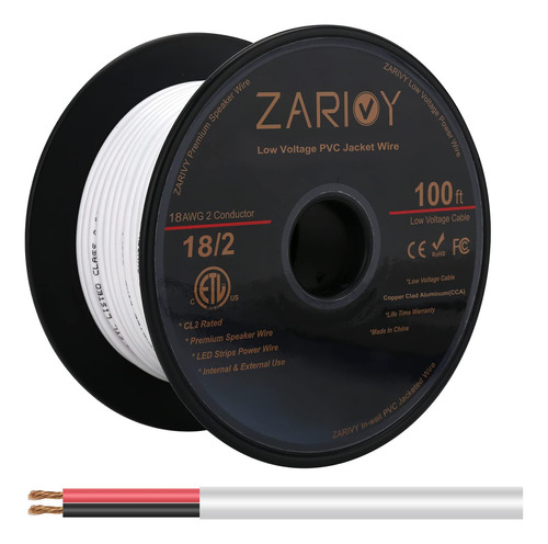 Zarivy 100 Pies De Calibre 18 2 Conductores De Cable Rojo Ne