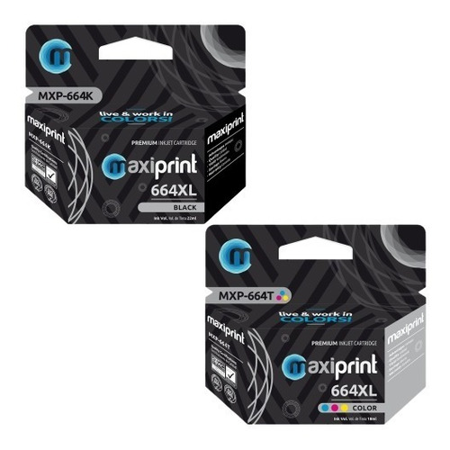 Combo Hp 664xl Negro Y Color Comp Maxiprint 1115 2675 3785