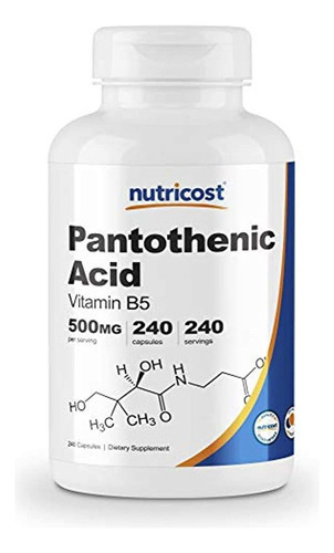 Acido Pantoténico (vitamina B5) 500 Mg, 240 Cápsulas, 1