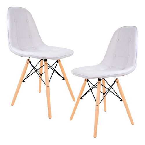 Kit 02 Cadeiras Eiffel Charles Eames Dsw Botonê E01 Branco Cor Da Estrutura Da Cadeira Marrom-claro