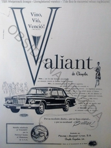 Antigua Publicidad Clipping Auto Valiant Chrysler Año 1963 B