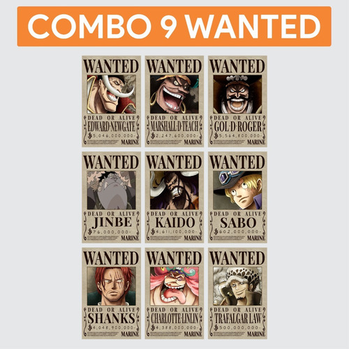 Imagen 3 de 4 de Cartel Wanted Grosos X 9 One Piece Se Busca - Animeras