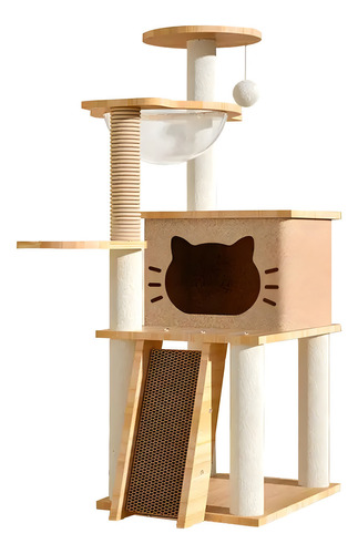 Torre Árbol De Actividades Rascador Para Gato 1.20m Color Café