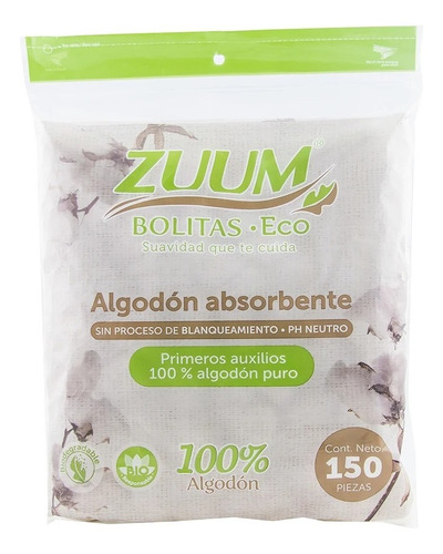 Bolitas Torundas De Algodón Zuum Ecofriendly 150 Pzs