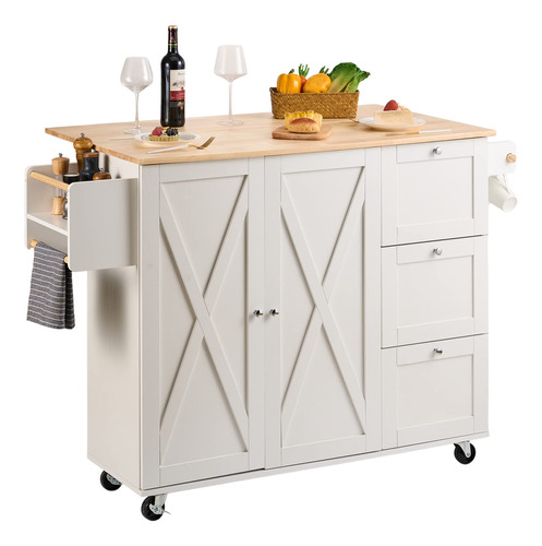 Vevor Carrito De Isla De Cocina Con Parte Superior De Madera