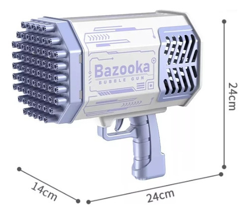 Pistola Bazooka Lanza Burbujas Eléctrica Con Luz + Liquido