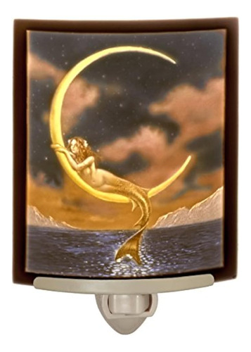 Sirena Y La Luna De Color Litofana De Porcelana Lightart Por