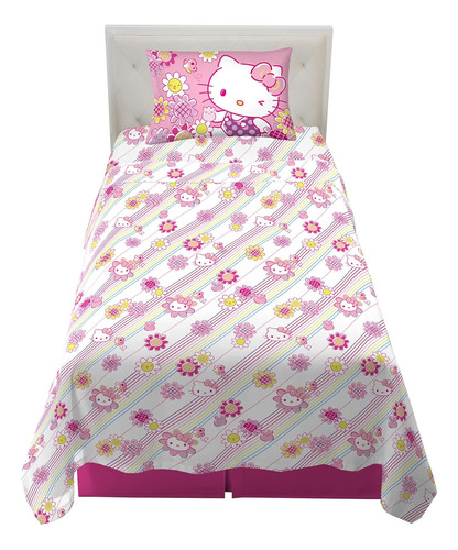 Set De Sábanas Franco, Para Niñas, Tamaño Twin, Hello Kitty