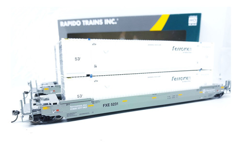 Ferromex Husky-stack Well Car 53', 2 Rapido Y Contenedores