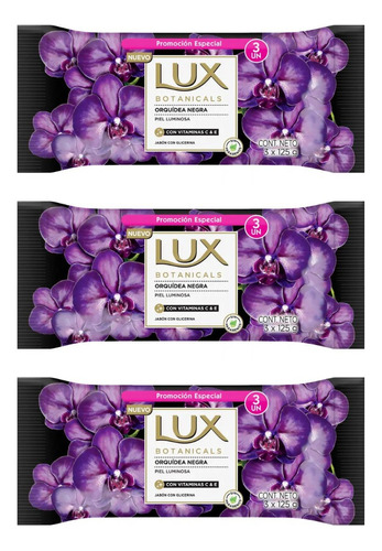 Jabon De Tocador Orquidea Negra Lux Pack X3