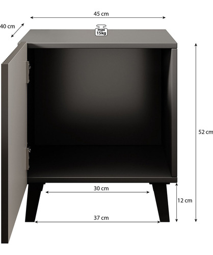 Velador Mesa De Noche Moderno Rogger Negro 1 Pta Tu Mesita