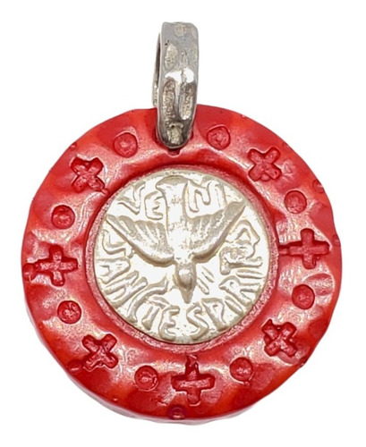 Dije Plata Resina Espiritu Santo Rojo