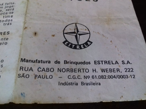 Regra De Futebol Botão Mesa Estrela Original Anos 70