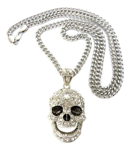 Colgante Calavera Brillante 0.236 In 36  Cadena Cubana Miami