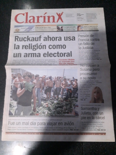 Tapa Diario Clarín 19 10 1999 Ruckauf Susana Giménez 