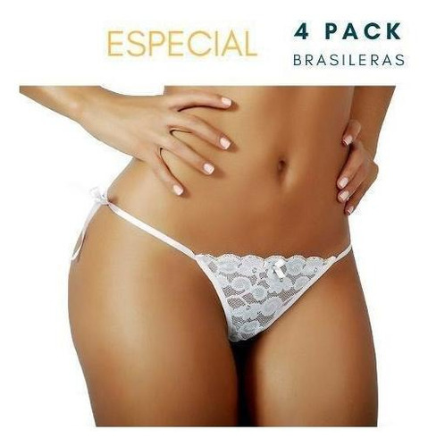 Lenceria Sensual Brasileras Pack X 4 Blanco Negro Rojo