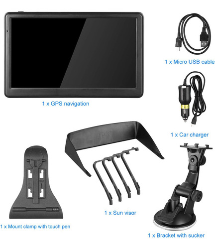 Navegador Gps Para Automovil Navruf Color Negro, 7 Pulgadas