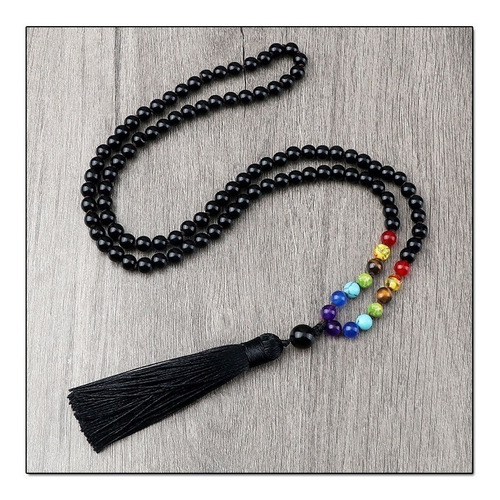 Imagen 6 de 6 de Collar Japa Mala 7 Chakras Budista 108 Cuentas Pulsera V4