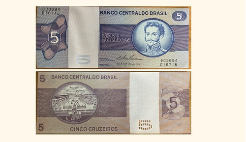 Billete Brasil 5 Cruzeiros 1974 Pedro