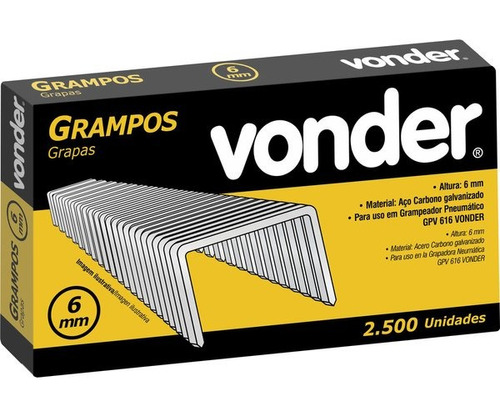 Kit 7500 Grampos 6mm P/ Grampeador Pneumático Gpv616 Vonder