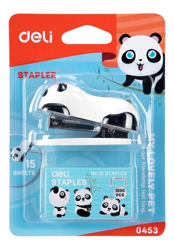 Mini Engrapadora Deli Chica Oso Panda Para Escuela Febo